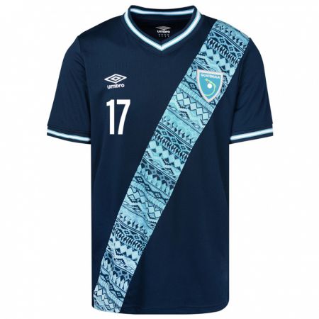 Kandiny Kinder Guatemala Óscar Castellanos #17 Blau Auswärtstrikot Trikot 24-26 T-Shirt