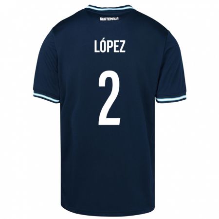 Kandiny Kinder Guatemala Francisco López #2 Blau Auswärtstrikot Trikot 24-26 T-Shirt