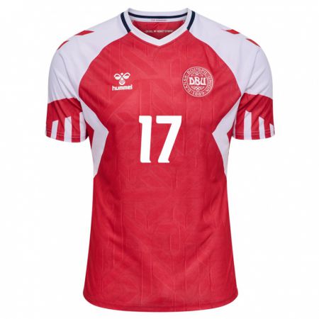 Kandiny Herren Dänische Jens Stryger Larsen #17 Rot Heimtrikot Trikot 24-26 T-Shirt