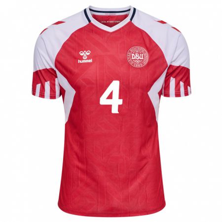 Kandiny Herren Dänische Rikke Sevecke #4 Rot Heimtrikot Trikot 24-26 T-Shirt