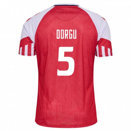 Kandiny Herren Dänische Patrick Dorgu #5 Rot Heimtrikot Trikot 24-26 T-Shirt