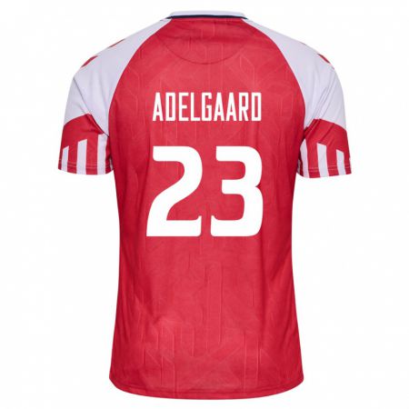 Kandiny Herren Dänische Aske Adelgaard #23 Rot Heimtrikot Trikot 24-26 T-Shirt