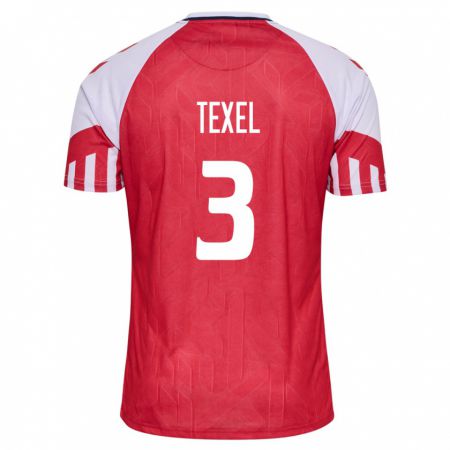 Kandiny Herren Dänische Pontus Texel #3 Rot Heimtrikot Trikot 24-26 T-Shirt