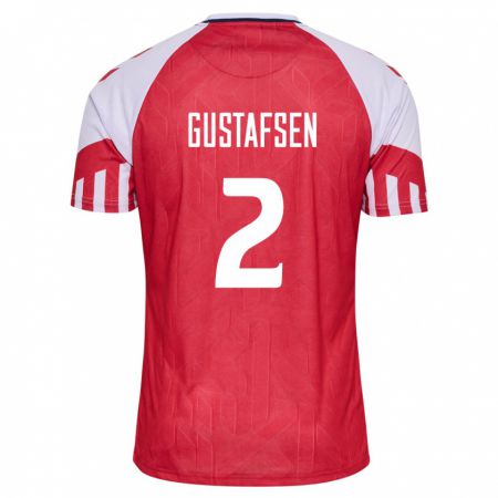 Kandiny Herren Dänische Victor Gustafsen #2 Rot Heimtrikot Trikot 24-26 T-Shirt
