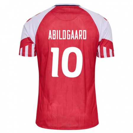 Kandiny Herren Dänische Lasse Abildgaard #10 Rot Heimtrikot Trikot 24-26 T-Shirt