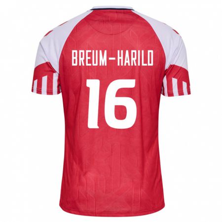 Kandiny Herren Dänische Tobias Breum-Harild #16 Rot Heimtrikot Trikot 24-26 T-Shirt