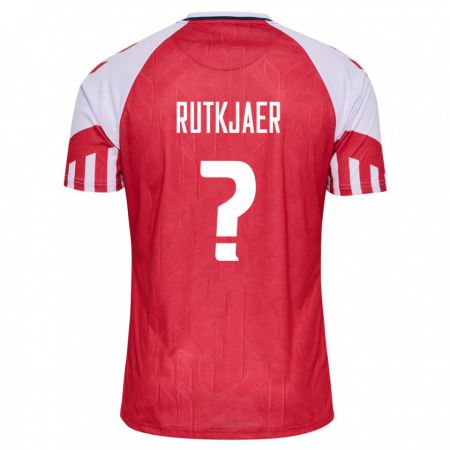 Kandiny Herren Dänische Villads Rutkjaer #0 Rot Heimtrikot Trikot 24-26 T-Shirt