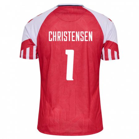 Kandiny Herren Dänische Lene Christensen #1 Rot Heimtrikot Trikot 24-26 T-Shirt