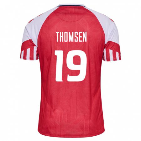 Kandiny Herren Dänische Janni Thomsen #19 Rot Heimtrikot Trikot 24-26 T-Shirt