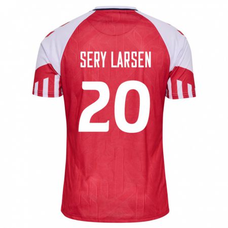 Kandiny Herren Dänische Japhet Sery Larsen #20 Rot Heimtrikot Trikot 24-26 T-Shirt