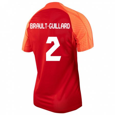 Kandiny Herren Kanadische Zachary Brault-Guillard #2 Orangefarben Heimtrikot Trikot 24-26 T-Shirt