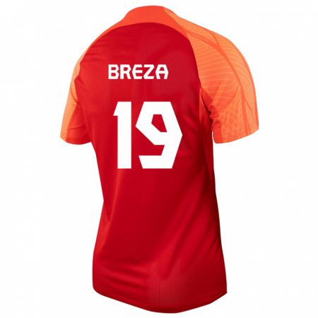 Kandiny Herren Kanadische Sebastian Breza #19 Orangefarben Heimtrikot Trikot 24-26 T-Shirt