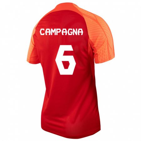 Kandiny Herren Kanadische Matteo Campagna #6 Orangefarben Heimtrikot Trikot 24-26 T-Shirt