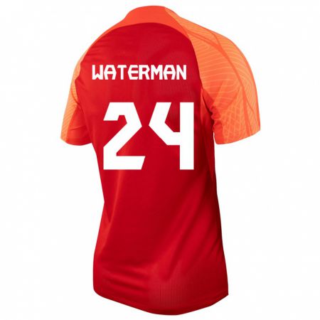 Kandiny Herren Kanadische Joel Waterman #24 Orangefarben Heimtrikot Trikot 24-26 T-Shirt