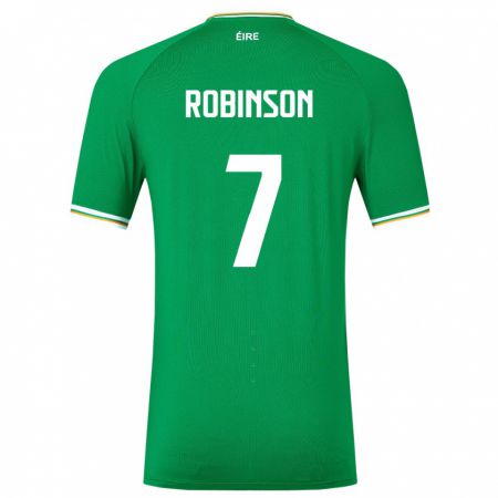 Kandiny Herren Irische Callum Robinson #7 Grün Heimtrikot Trikot 24-26 T-Shirt