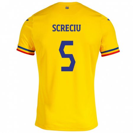 Kandiny Herren Rumänische Vladimir Screciu #5 Gelb Heimtrikot Trikot 24-26 T-Shirt