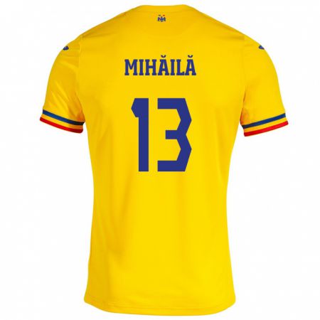Kandiny Herren Rumänische Valentin Mihăilă #13 Gelb Heimtrikot Trikot 24-26 T-Shirt