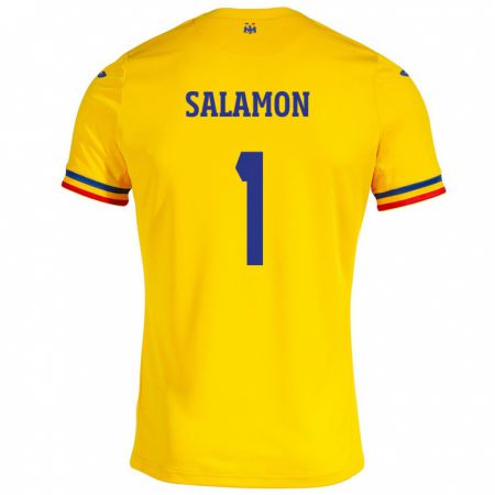 Kandiny Herren Rumänische Szidonia Salamon #1 Gelb Heimtrikot Trikot 24-26 T-Shirt