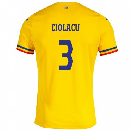 Kandiny Herren Rumänische Mihaela Ciolacu #3 Gelb Heimtrikot Trikot 24-26 T-Shirt