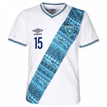 Kandiny Herren Guatemala Figo Montaño #15 Weiß Heimtrikot Trikot 24-26 T-Shirt