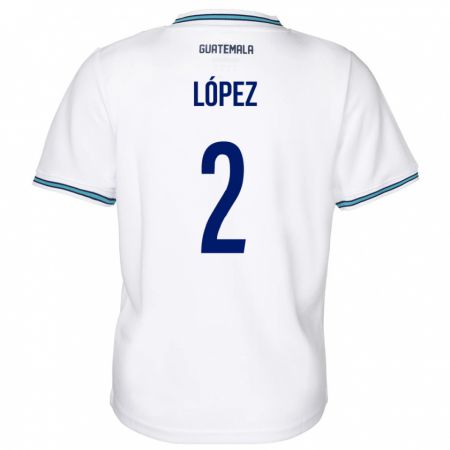 Kandiny Herren Guatemala Francisco López #2 Weiß Heimtrikot Trikot 24-26 T-Shirt