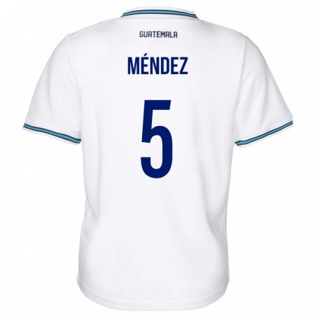 Kandiny Herren Guatemala Diego Méndez #5 Weiß Heimtrikot Trikot 24-26 T-Shirt