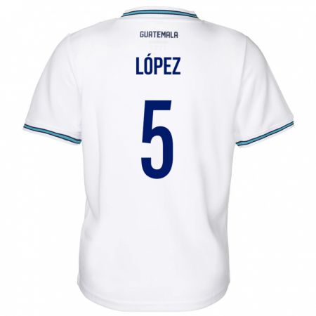 Kandiny Herren Guatemala Jeffery López #5 Weiß Heimtrikot Trikot 24-26 T-Shirt