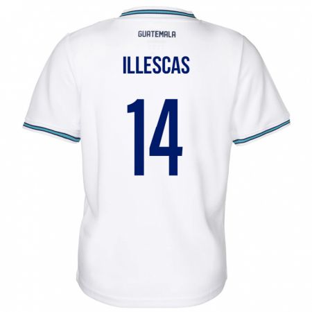 Kandiny Herren Guatemala Kevin Illescas #14 Weiß Heimtrikot Trikot 24-26 T-Shirt
