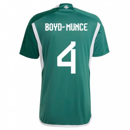 Kandiny Herren Nordirland Caolan Boyd-Munce #4 Grün Heimtrikot Trikot 24-26 T-Shirt