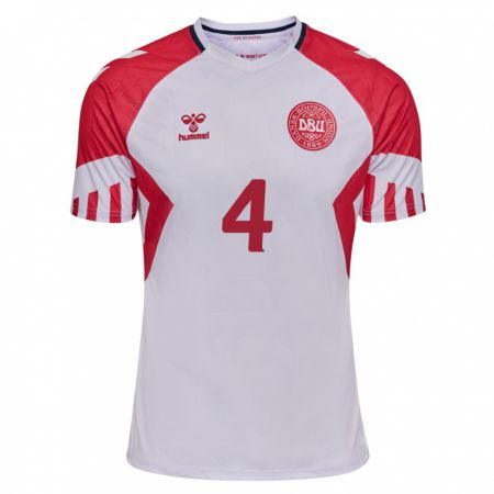 Kandiny Herren Dänische Simon Kjaer #4 Weiß Auswärtstrikot Trikot 24-26 T-Shirt