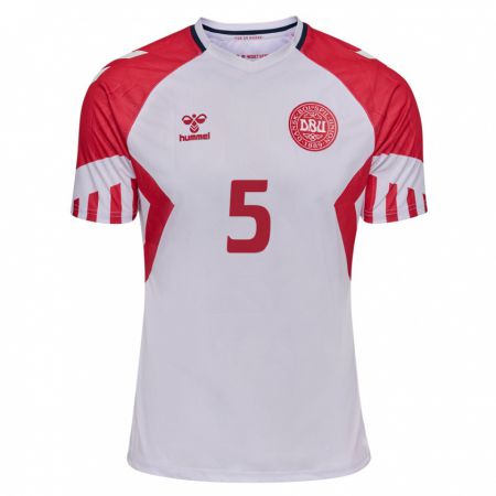 Kandiny Herren Dänische Joakim Maehle #5 Weiß Auswärtstrikot Trikot 24-26 T-Shirt