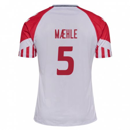 Kandiny Herren Dänische Joakim Maehle #5 Weiß Auswärtstrikot Trikot 24-26 T-Shirt