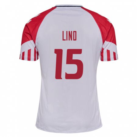 Kandiny Herren Dänische Victor Lind #15 Weiß Auswärtstrikot Trikot 24-26 T-Shirt