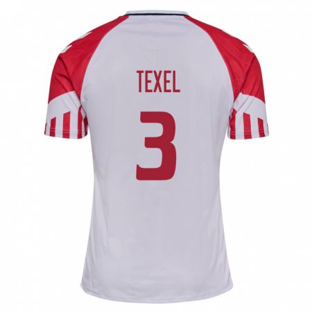 Kandiny Herren Dänische Pontus Texel #3 Weiß Auswärtstrikot Trikot 24-26 T-Shirt