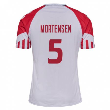 Kandiny Herren Dänische Gustav Mortensen #5 Weiß Auswärtstrikot Trikot 24-26 T-Shirt