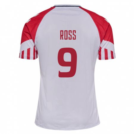 Kandiny Herren Dänische Oliver Ross #9 Weiß Auswärtstrikot Trikot 24-26 T-Shirt