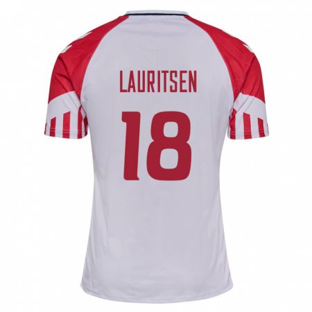 Kandiny Herren Dänische Tobias Lauritsen #18 Weiß Auswärtstrikot Trikot 24-26 T-Shirt