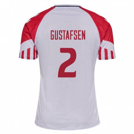 Kandiny Herren Dänische Victor Gustafsen #2 Weiß Auswärtstrikot Trikot 24-26 T-Shirt