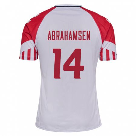 Kandiny Herren Dänische Mads Abrahamsen #14 Weiß Auswärtstrikot Trikot 24-26 T-Shirt