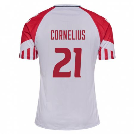 Kandiny Herren Dänische Andreas Cornelius #21 Weiß Auswärtstrikot Trikot 24-26 T-Shirt