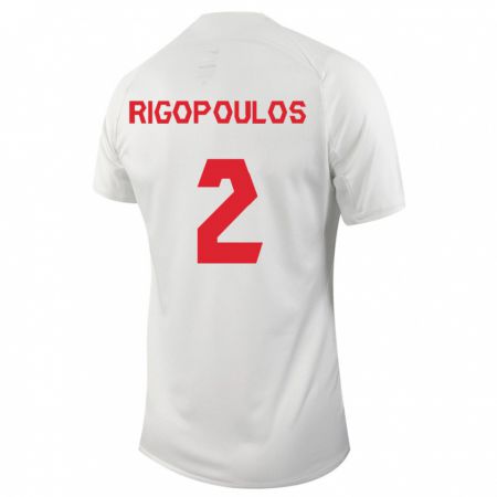 Kandiny Herren Kanadische Theo Rigopoulos #2 Weiß Auswärtstrikot Trikot 24-26 T-Shirt