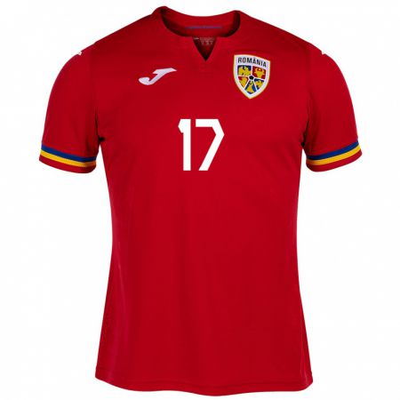 Kandiny Herren Rumänische Denis Rența #17 Rot Auswärtstrikot Trikot 24-26 T-Shirt