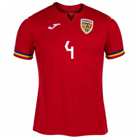 Kandiny Herren Rumänische Ștefan Duțu #4 Rot Auswärtstrikot Trikot 24-26 T-Shirt