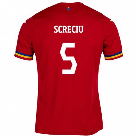 Kandiny Herren Rumänische Vladimir Screciu #5 Rot Auswärtstrikot Trikot 24-26 T-Shirt