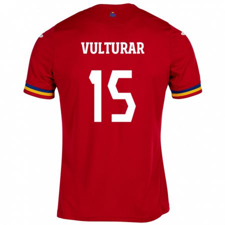 Kandiny Herren Rumänische Cătălin Vulturar #15 Rot Auswärtstrikot Trikot 24-26 T-Shirt