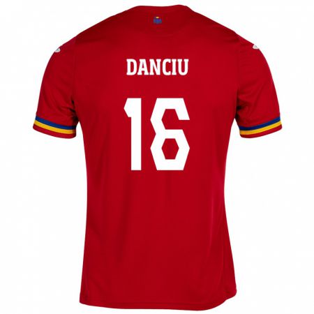 Kandiny Herren Rumänische Marian Danciu #16 Rot Auswärtstrikot Trikot 24-26 T-Shirt
