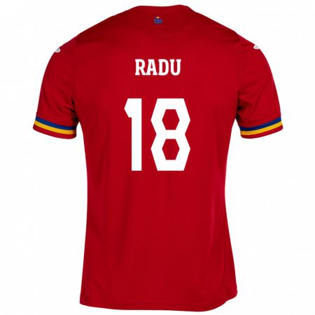 Kandiny Herren Rumänische Denis Radu #18 Rot Auswärtstrikot Trikot 24-26 T-Shirt