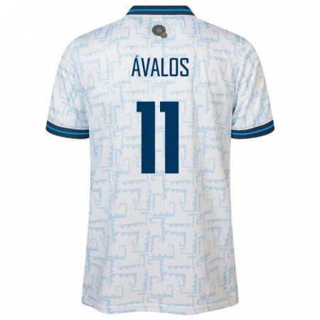 Kandiny Herren El Salvador Raúl Ávalos #11 Weiß Auswärtstrikot Trikot 24-26 T-Shirt
