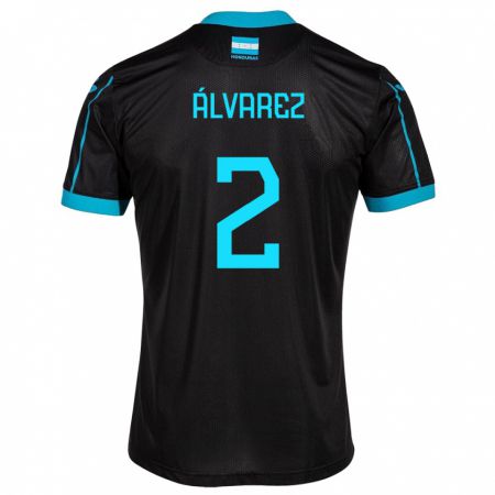 Kandiny Herren Honduras Kevin Álvarez #2 Schwarz Auswärtstrikot Trikot 24-26 T-Shirt