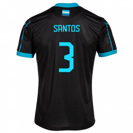 Kandiny Herren Honduras Marcelo Santos #3 Schwarz Auswärtstrikot Trikot 24-26 T-Shirt